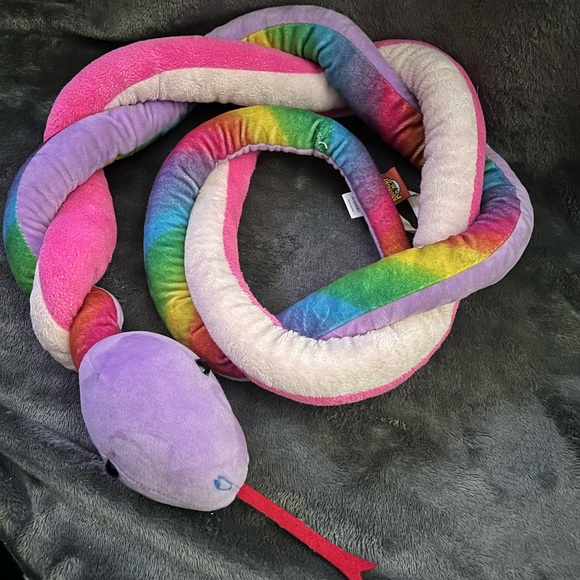 Adventure Planet Snake Plush Twisted Multi Color 57” Stuffed Reptile Pink Purple - Picture 2 of 16